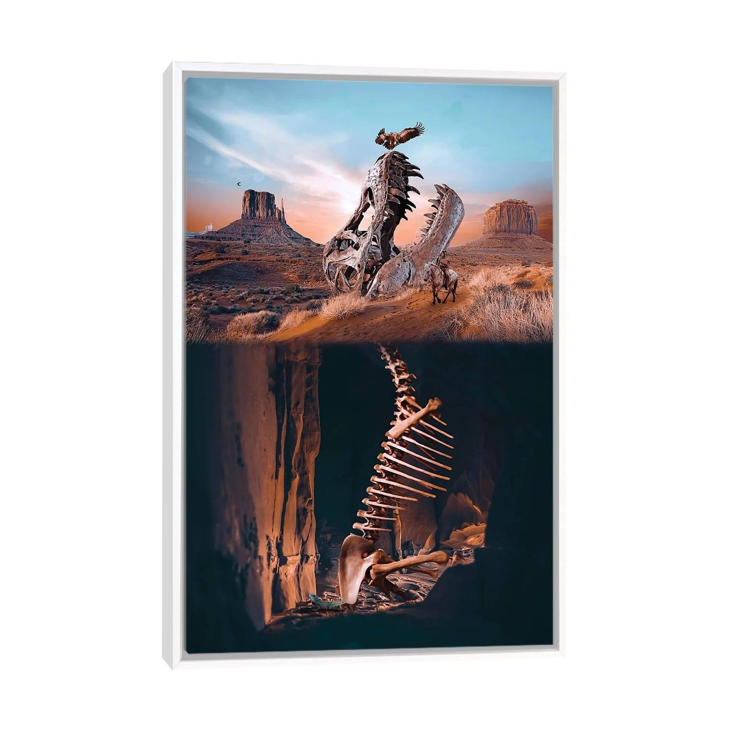 iCanvas "Dinosaur Skeleton And The Indian" by GEN Z Framed Canvas Print Bed Bath & Beyond